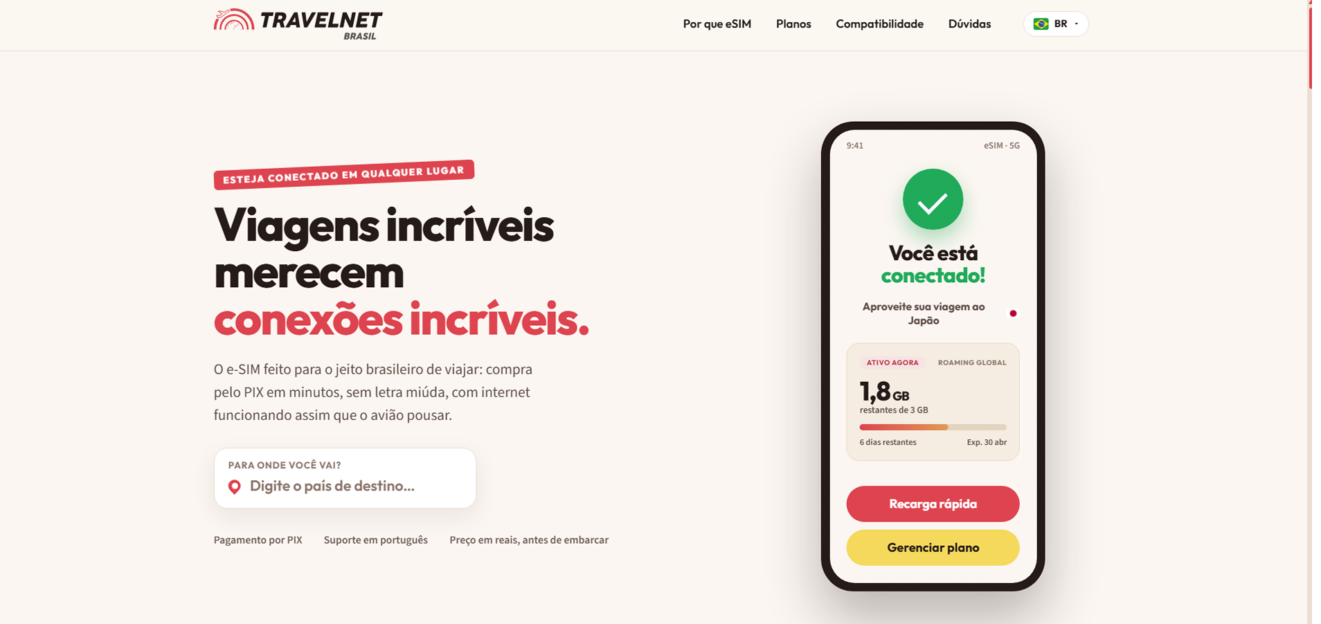 Página da TravelNet